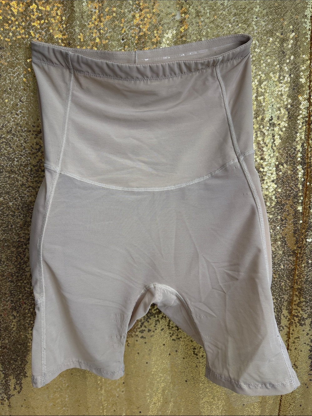 Neutral High-Waist Shaping Shorts with sponge padded on hips and butt